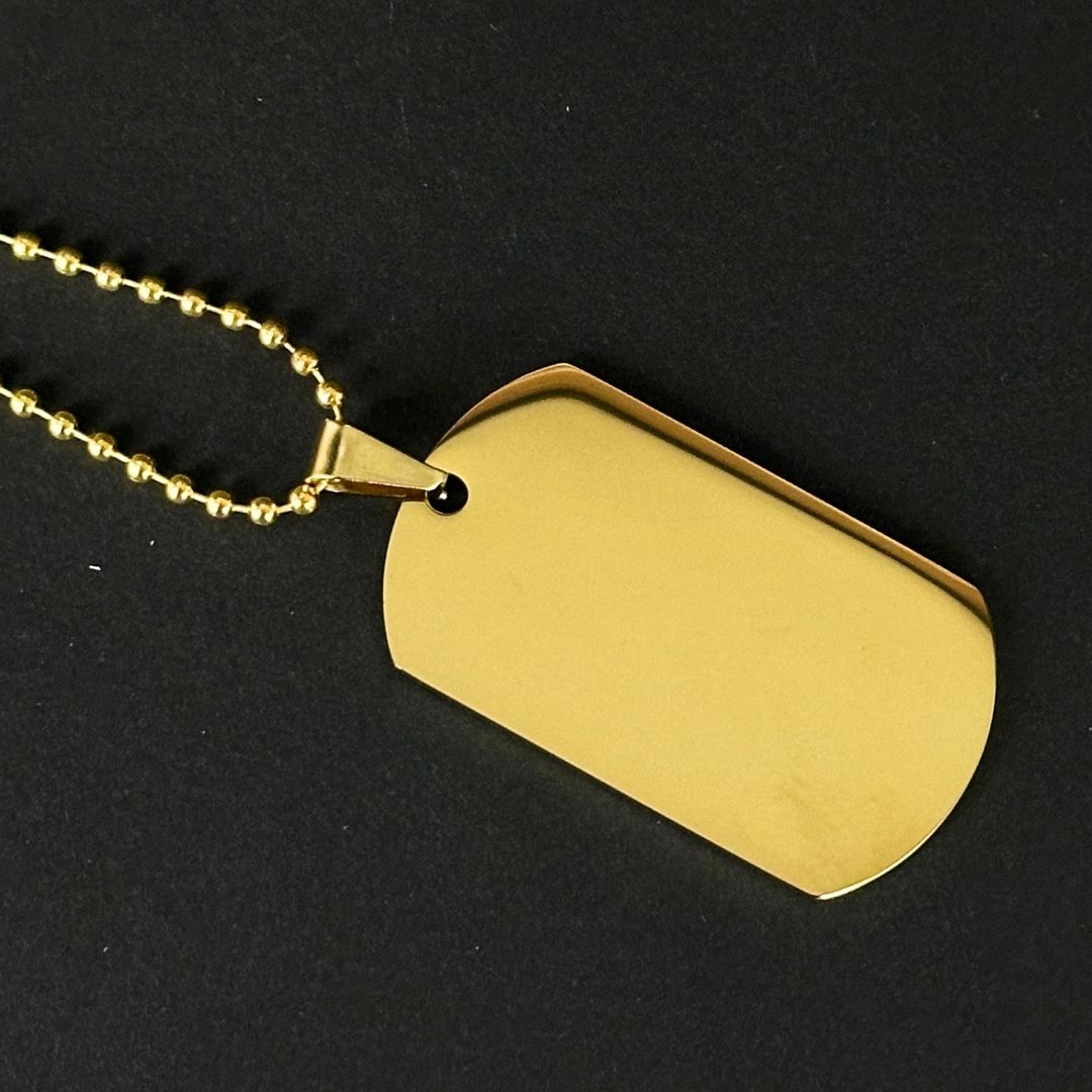 Dog Tag Placa Militar de Acero Inoxidable Dorado